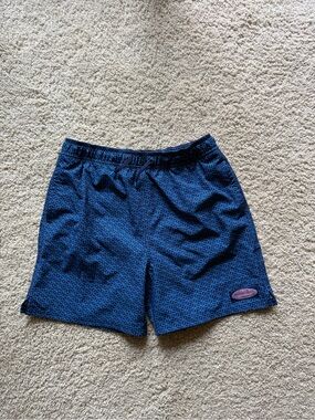 Vineyard Vines Boys Chappy Swim Trunks L Navy Whale Print